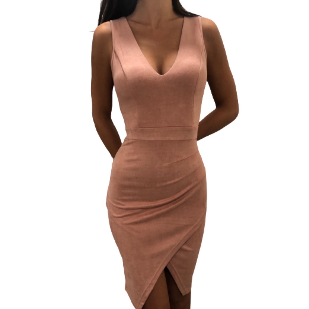 FASHION NOVA: blush velvet midi dress